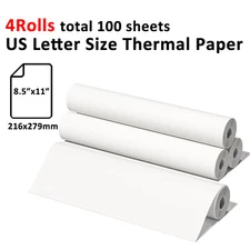 4 Rolls Thermal Printer Paper 8.5" x 11" US Letter Size Quick-Dry Thermal Paper