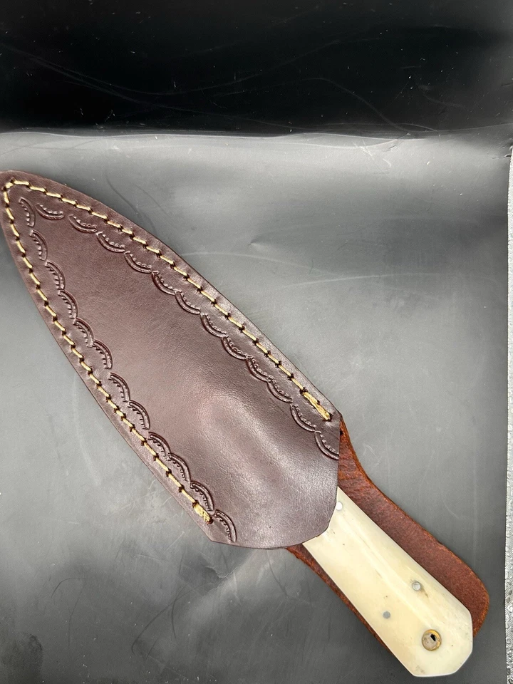 9”D2 STEEL HUNTING DOUBLE EDGE FIXED BLADE DAGGER BOOT KNIFE CAMEL BONE HANDLE - Image 4 of 4