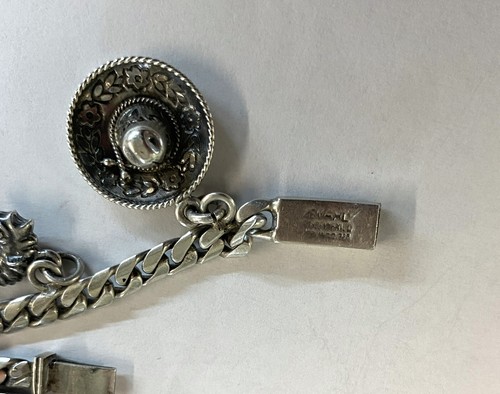 Pulsera Vintage Plata Esterlina Tema México 7 Dijes Marcada 925 - Imagen 11 de 12