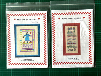 2 x Merry Heart Kreuzstich Sampler Diagramm Broschüren Love X Stitch & Make Quilts