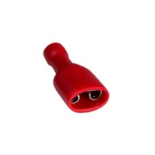 Fully Insulated Quick Connect Terminals, Female, PVC, 16-22 AWG, Red, 10 Pcs