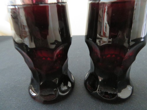 Pair Anchor Hocking Royal Ruby Georgian Thumbprint Shakers Unused Free Shipping - Picture 3 of 10