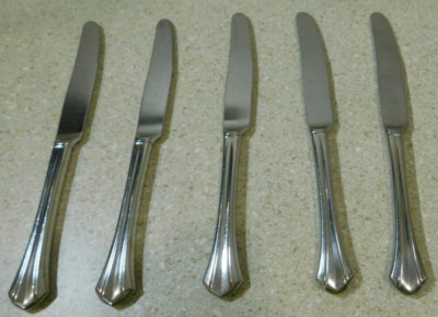 Oneida Rushmore Stainless Flatware Silverware Dinner Knives 9 1/2 5 Piece Set .