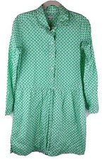 GAP womens Dress XS Green fruity print Roll Tab Sleeve Drawstring Waist Pockets