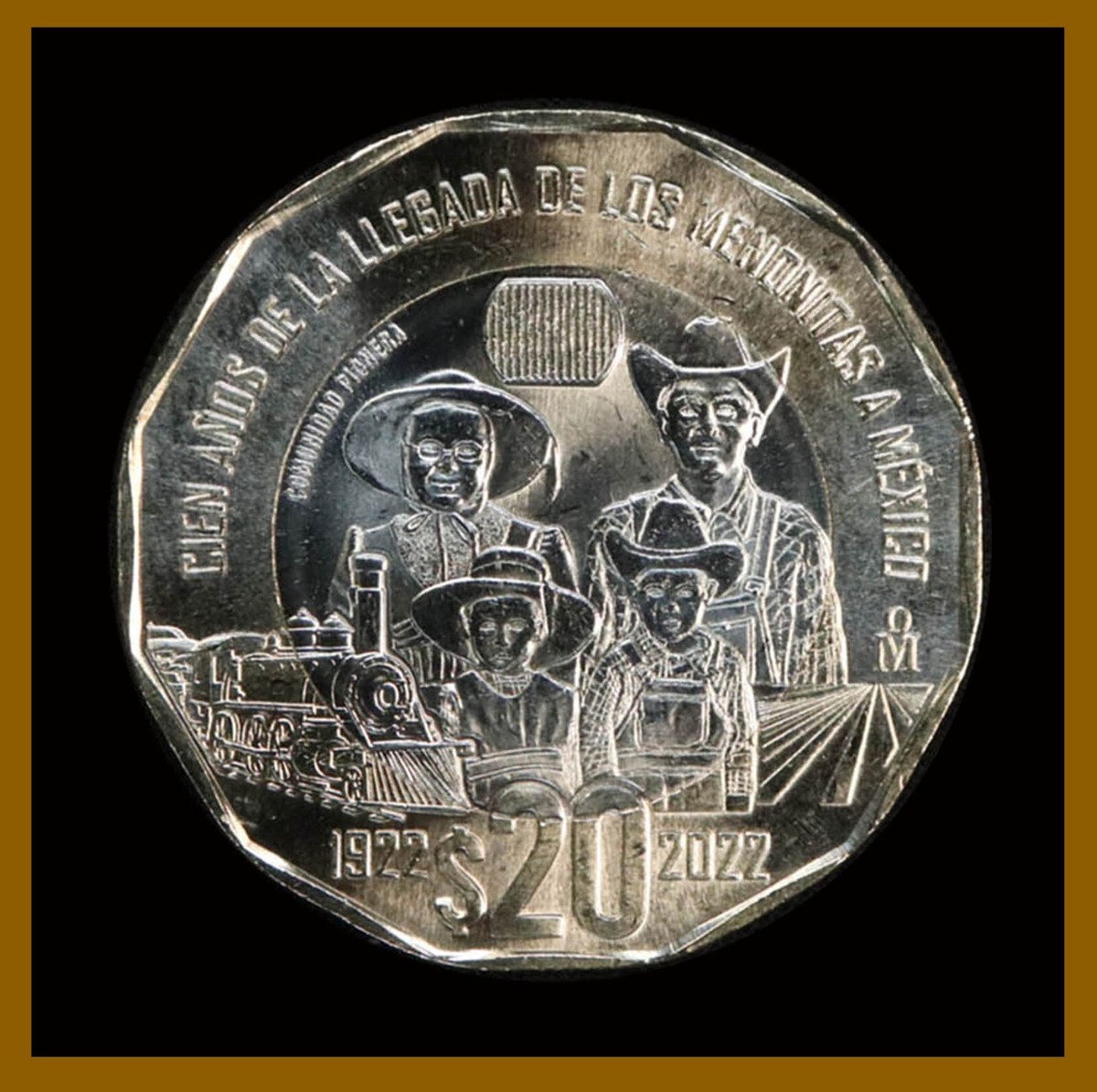 Mexico 20 Pesos Coin, 1922-2022 Bimetallic 100 Anniversary