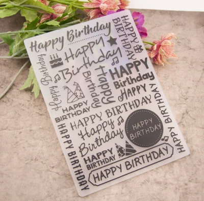 DIY Plastic Embossing Folder Happy Birthday Scrapbook Card Making Paper Craft