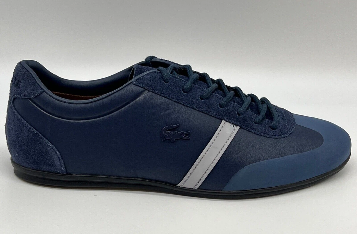 New LACOSTE MOKARA 117 1 CAM Sneakers Leather Suede For Men s Sz 8 Navy