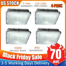 4 Pack 70 Watt LED Gas Station Canopy Light- Ultra Slim- AC 110-130V- High Lumen