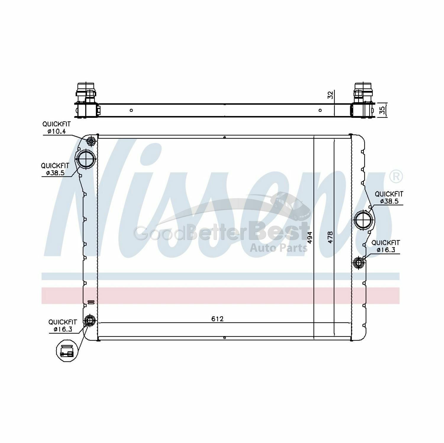 One New Nissens Radiator Front 60779 17117601831 for BMW Rolls-Royce