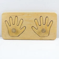 Wooden Hand Shaped Puzzle W/ Knobs Montessori Constructive Playthings 15" x 7.5"