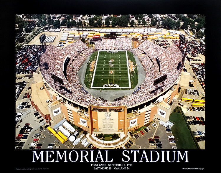 Baltimore Ravens MEMORIAL STADIUM CLASSIC (1996) Aerial View 22x28