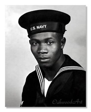 1943 Navy Sailor Studio Portrait #1, Black Man, Vintage WWII Photo Reprint