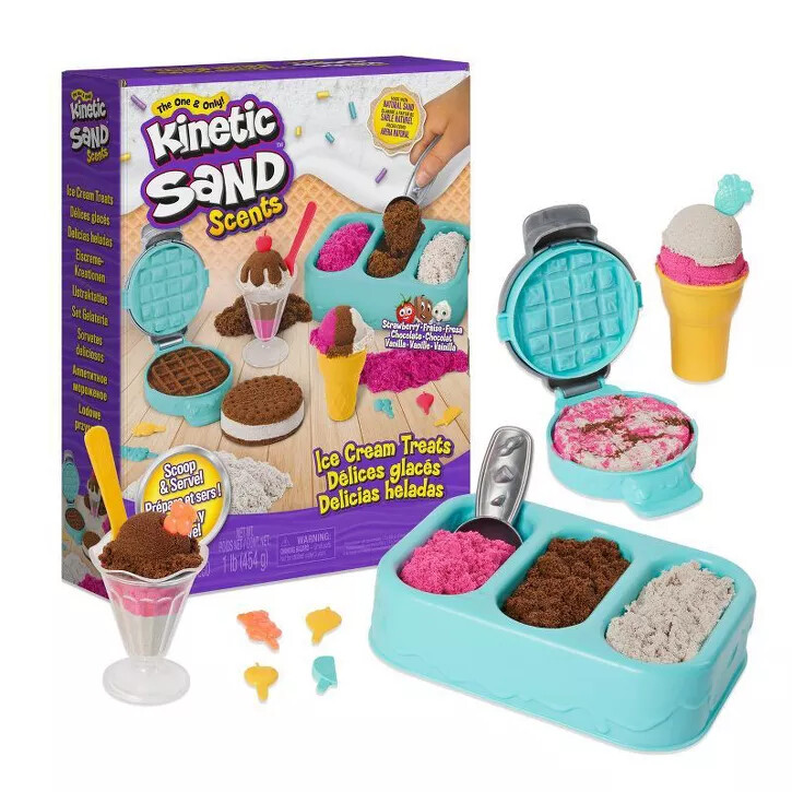 Kinetic Sand Scents Ice Cream Treats Playset Scented Sand and 6 Serving tools