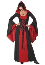California Costumes Women Dlx Hooded Robe Halloween Gothic, Small 6-8, Red/Black