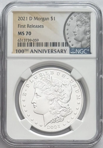2021 D SILVER MORGAN DOLLAR DENVER MINT MARK FIRST RELEASES NGC MS70