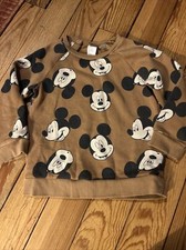 H M Disney Baby Mickey Mouse Brown Sweatshirt Crewneck Size 2T