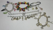 LOT CHARM BRACELETS ASSORTED LOT CHAIN STRETCH SHOE CHARMS MULTI COLOR #13