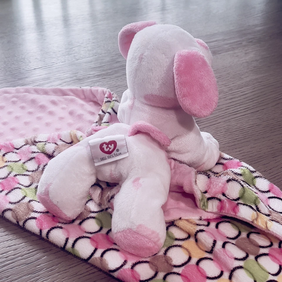 Ty Puppy Puppy Dog Plush Lovey Security Baby Blanket Velour Pink Toy TyLux RARE - Image 4 of 4