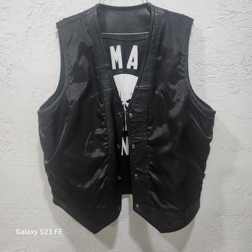 Mens Cut Damage INC Skull Classic Biker Motorcycle Genuine Leather Vest - Picture 12 of 14