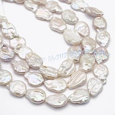 17-22mm Natural South Sea Flat Baroque White Pearl Loose Beads Jewelry Making