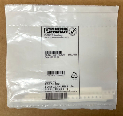 Phoenix Contact 0808671:0011 ZBF 5,LGS:FORTL.ZAHLEN 11-20 - Zack Marker Strip