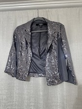 Sparkly Grey Cropped Jacket Size Medium Brand Kensie