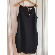 GUESS Los Angeles Black Scalloped Neck Sleeveless Bodycon Mini Dress Large