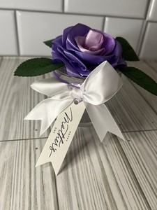 Single Ribbon Rose Flower Glass Pot Mothers Day Gift