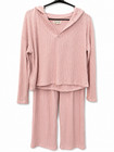 Wallflower Off Duty Lounge Set Women's Medium Pink Ribbed Hoodie & Wide Leg Pant — photo 1