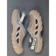Crocs Yukon Sport Brown Khaki Leather Trim Clogs Mens 8 Women 10 Outdoor Sandals