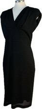 Tahari ASL sz S Black Knee Length Sheath Dress Slight Cap Sleeve Back Zip LBD