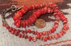 Unique sea shell heishi /red coral necklace/23"/ $0.85 combine s/h fee(z172b-w1) — photo 1
