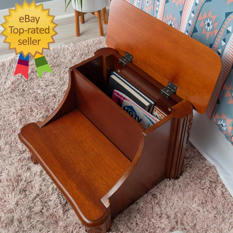 Woodbury Mahogany Bed Step with Storage  Information Lightly Distressed Woodbur - Image 3 of 4