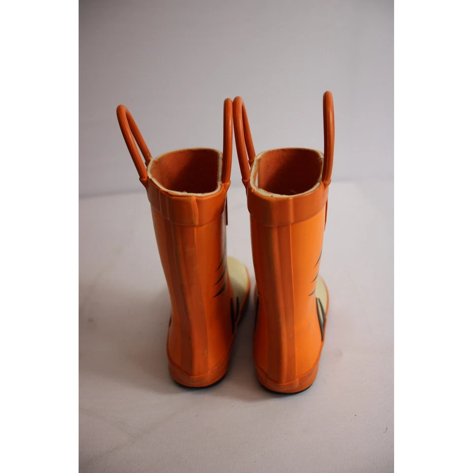 Botas de lluvia Tiger Face niños pequeños naranja asas botas de goma Foto 4 de 4