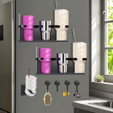 ECHEAAKW 6 Cup Magnetic Water Bottle Organizer Set for Tumbler and Lids, Magneti