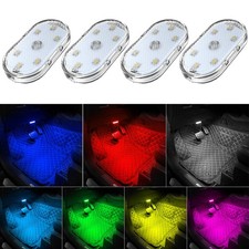 4Pcs Car LED Lights Interior Wireless, 7 Colors 7