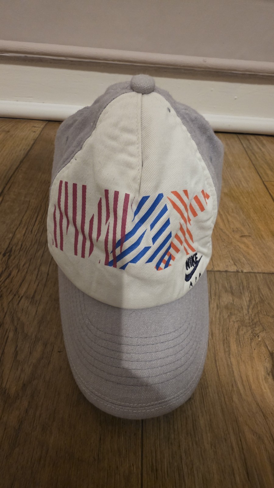 Vintage Nike Air Max Graphic Baseball Cap - Grey & White Retro Hat L/XL image 2