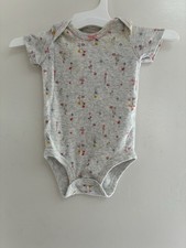 Carter's Baby Girls Floral Bow 100 Cotton Short Sleeve Bodysuit Heather Gray 3M