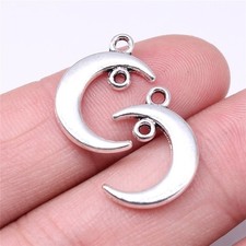 30PCS Silver Tone Metal Crescent Moon Connector Charm Pendant XCS166