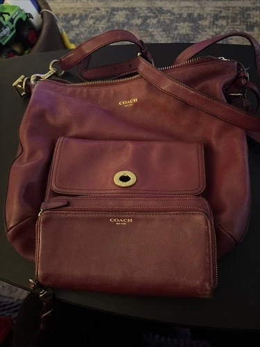 Coach 22381 Legacy Courtenay deep port leather Hobo shoulder Handbag Wallet