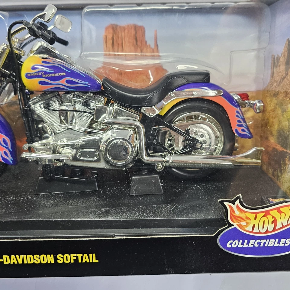Harley-Davidson Softail 1999 púrpura con llamas naranjas diecast 1:10 Hot Wheels Foto 3 de 4