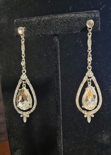 ANDANTE TEARDROP CRYSTAL DANGLE DROP EARRINGS GORGEOUS PIERCED