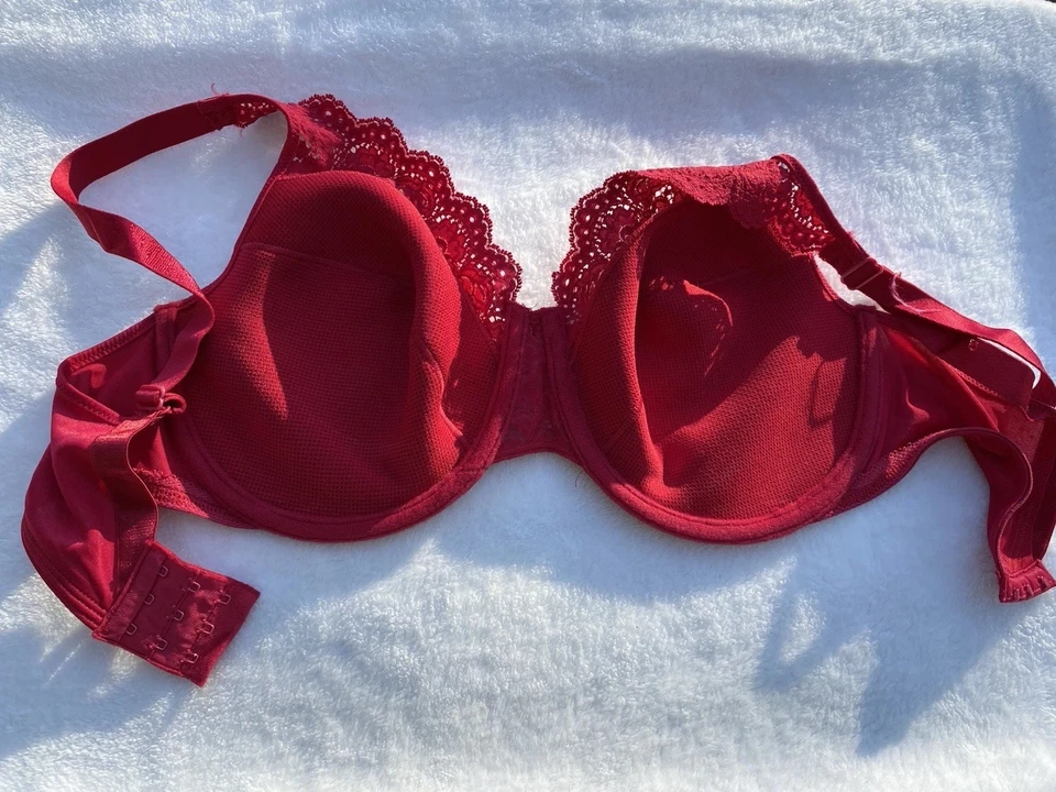 Sujetador 38DD Vintage PLAYTEX SECRETS Estilo 4728 Rojo Encaje Adelgazante Cobertura Completa UW Foto 2 de 4