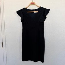 Eliza J. Sheath Dress Women 4P Black V-Neck Flutter Sleeves Lined Cocktail Party