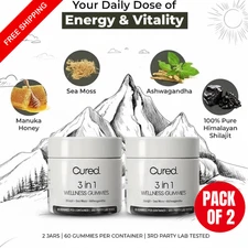 3-in-1 Shilajit Gummies for Men | Sea Moss & Ashwagandha | PACK Of 2