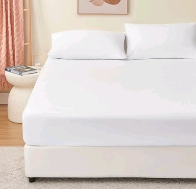 King Spannbettlaken tiefweiß Bodentuch für Kingsize Bett mit 40 cm 16 cm