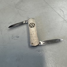 VINTAGE VW POCKET KNIFE BRUSHED SILVER COLOR WITH VW LOGO