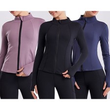 Women's Profession Workout Jackets Running Full Zip Track Tops with Thumb Holes
