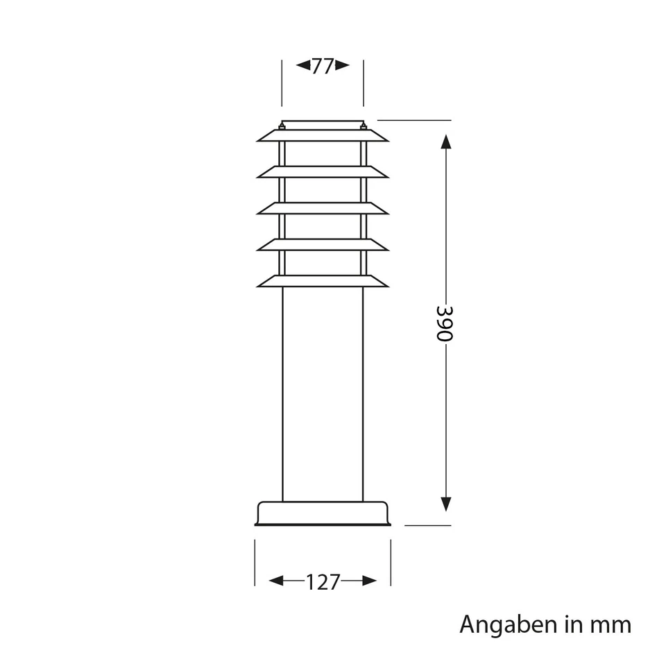 Wegelicht / Pollerleuchte / Gartenleuchte PORU für außen, IP44, Gitter, 39 cm, - Bild 3 von 4
