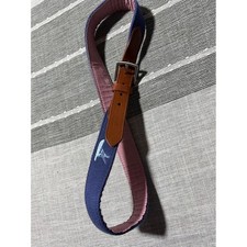 Vineyard Vines Boys Blue Canvas Sailboat Belt Leather Trim Whale Logo Kids